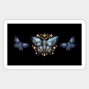 Mystical Blue and Gold Moth II Magnet